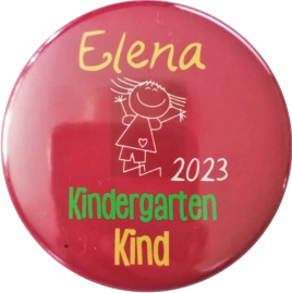 Kindergarten Button rot mit Namen
